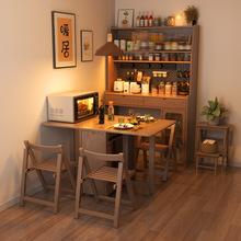 尚馨阁实木餐边柜餐桌一体靠墙置物柜现代简约储物柜带餐桌橱柜子