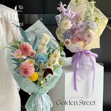 苔米 七夕琉璃珍珠水晶膜渐变色鲜花束包装纸玻璃纸花艺包装材料