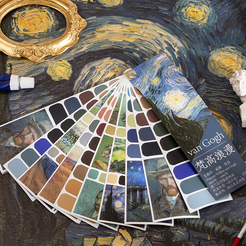 一家画廊贴纸本 复古油画贴纸本标签贴纸多功能手账拼贴素材贴画