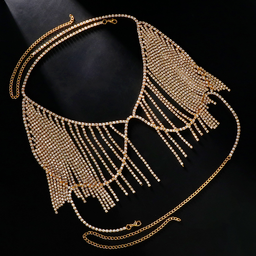 Cross-Border Rhinestone Sexy Tassel Bra Chain European and American Halloween Body Chains Party Body Accessories Body Chain