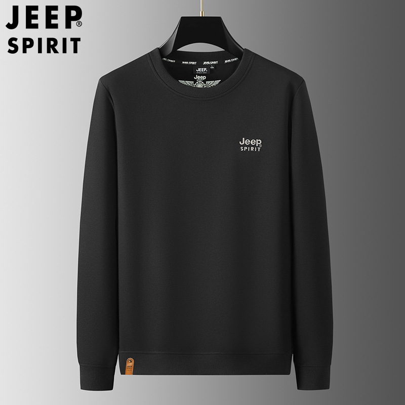 jeep spirit男春秋新品男士宽松长袖衫圆领套头休闲男长袖卫衣