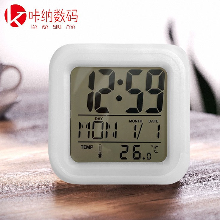 creative home colorful luminous led alarm clock blank luminous alarm clock printed logo advertising small gifts cross-border supply