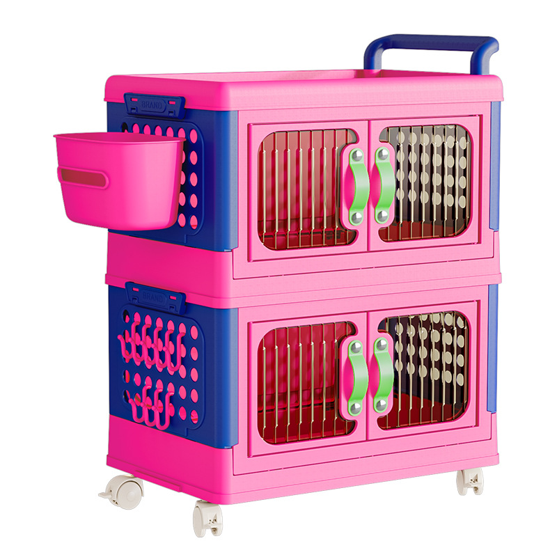 Storage Cabinet Household Wardrobe Dopamine Installation-Free Clothes Toy Children's Trolley Foldable Plastic Storage Box