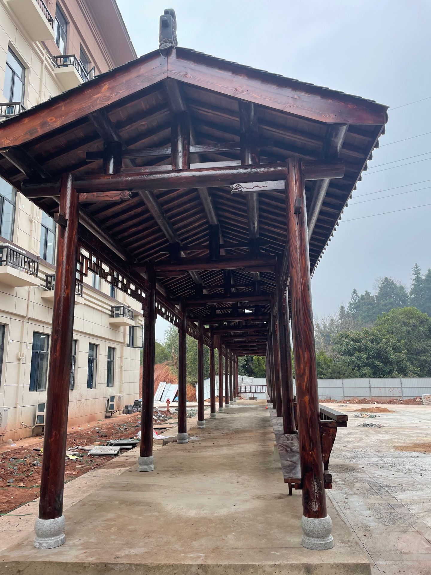 长廊户外古建仿古防腐木文化长廊桥走廊廊道