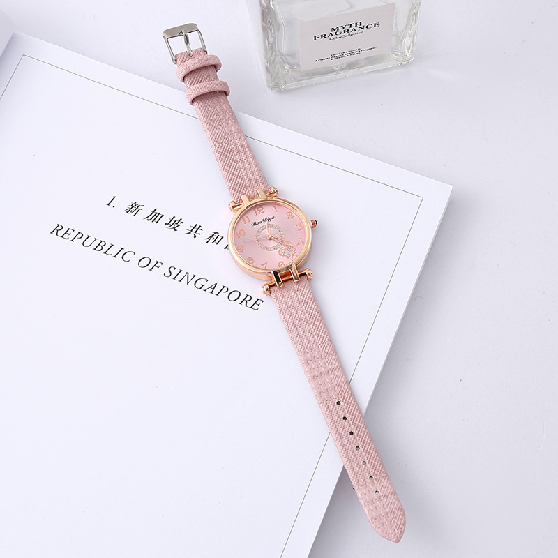 Fashion New Women's Butterfly Diamond-Embedded Watch Student Woven Strap Small Watch Small Fresh Quartz Watch