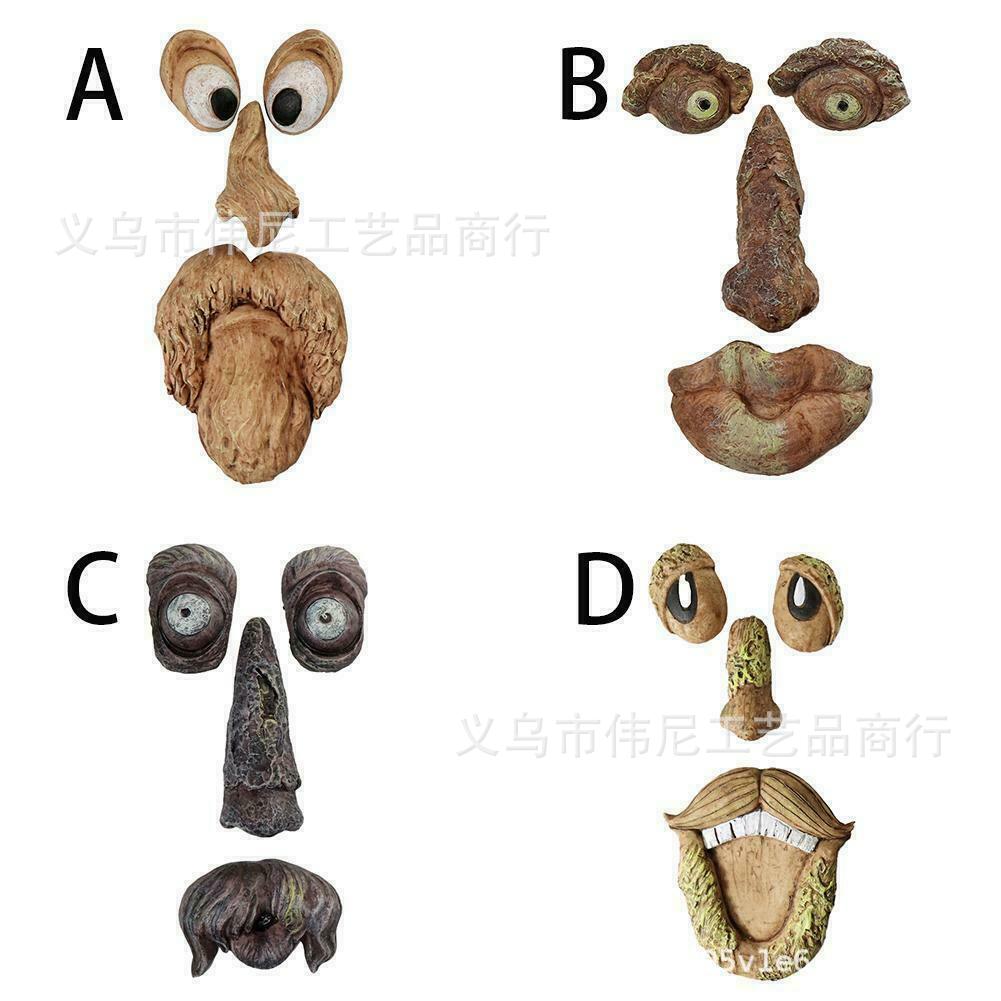 外贸独立站爆款树皮脸树怪五官摆件复活节户外创意道具厂家现货