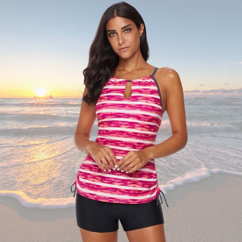 亚马逊游泳衣女分体泳装新款保守聚拢遮肚显瘦泡温泉比基尼411011