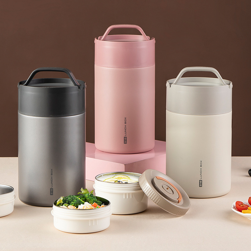 新款正品316真空保温饭盒三层 便当盒提锅保温桶带饭手提袋大容量