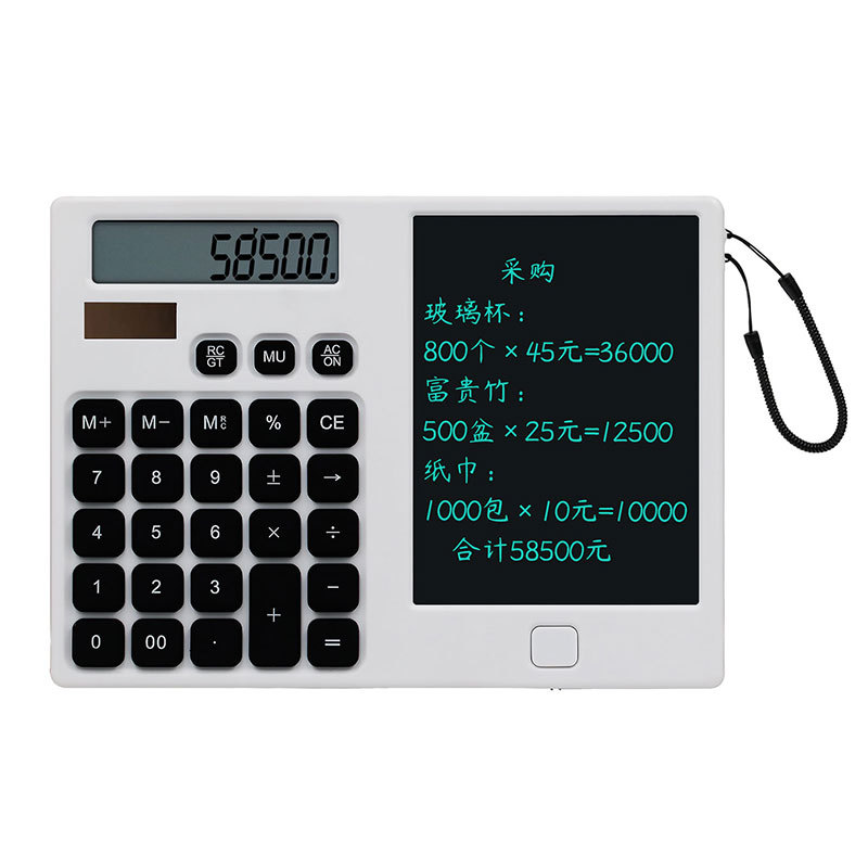 Calculator Handwriting Board Business Office Student Straight Board Calculator 12-Digit Solar LCD Handwriting