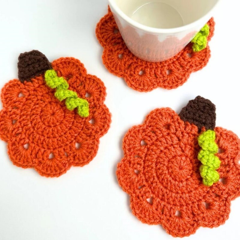 亚马逊跨境手工钩织万圣节杯垫马克杯防滑垫隔热垫桌面节日装饰品