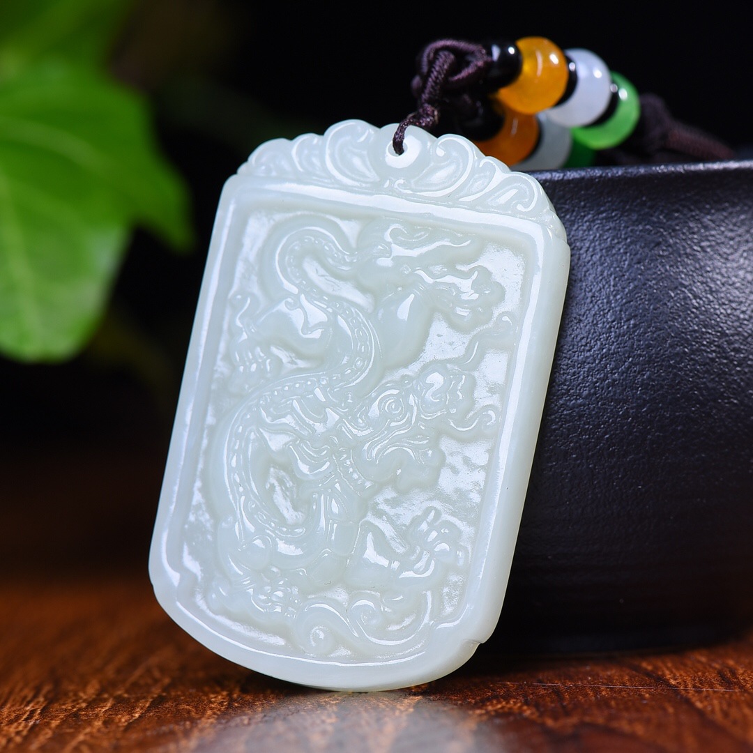 厂家直供/代发/送证书 和田玉龙牌 玉石龙行天下龙腾四海玉牌挂件