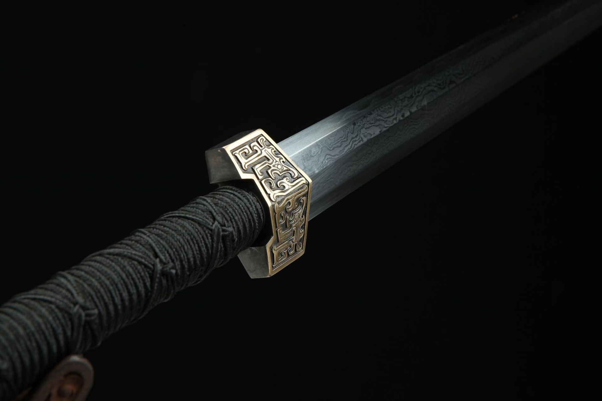 龙泉华影刀剑花纹钢烧刃春秋剑八面影视硬剑汉剑传统摆件未开刃