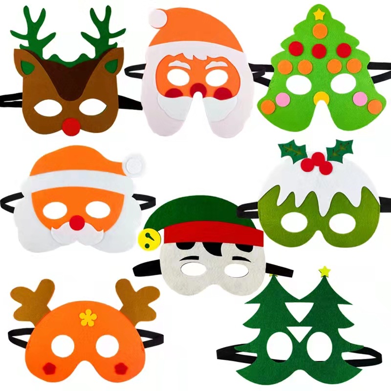 化妆舞会毛毡面具 卡通动物麋鹿雪人造型面具 圣诞节面具毛毡眼罩