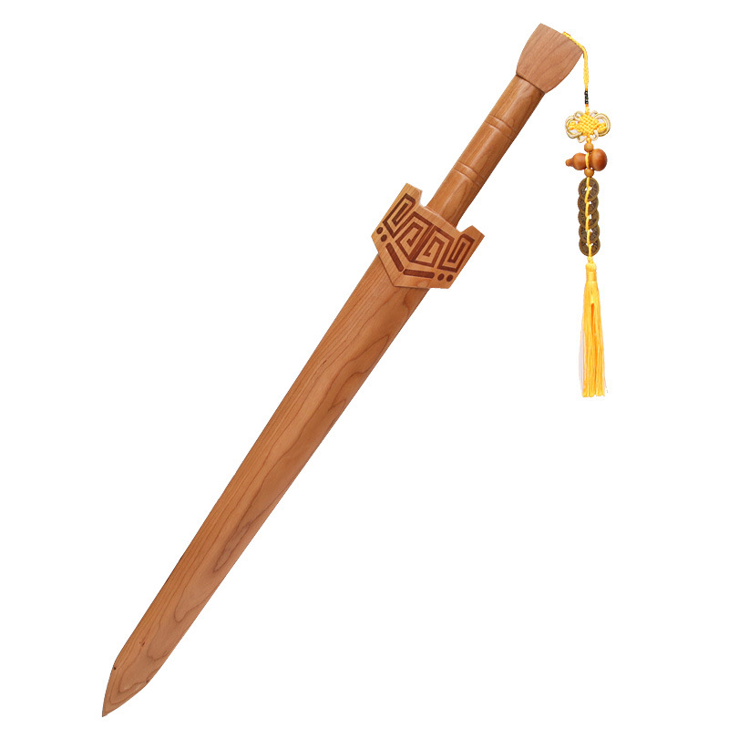 一体桃木剑摆件桃木虎头剑挂件客厅装饰品宝剑无拼接整木雕刻