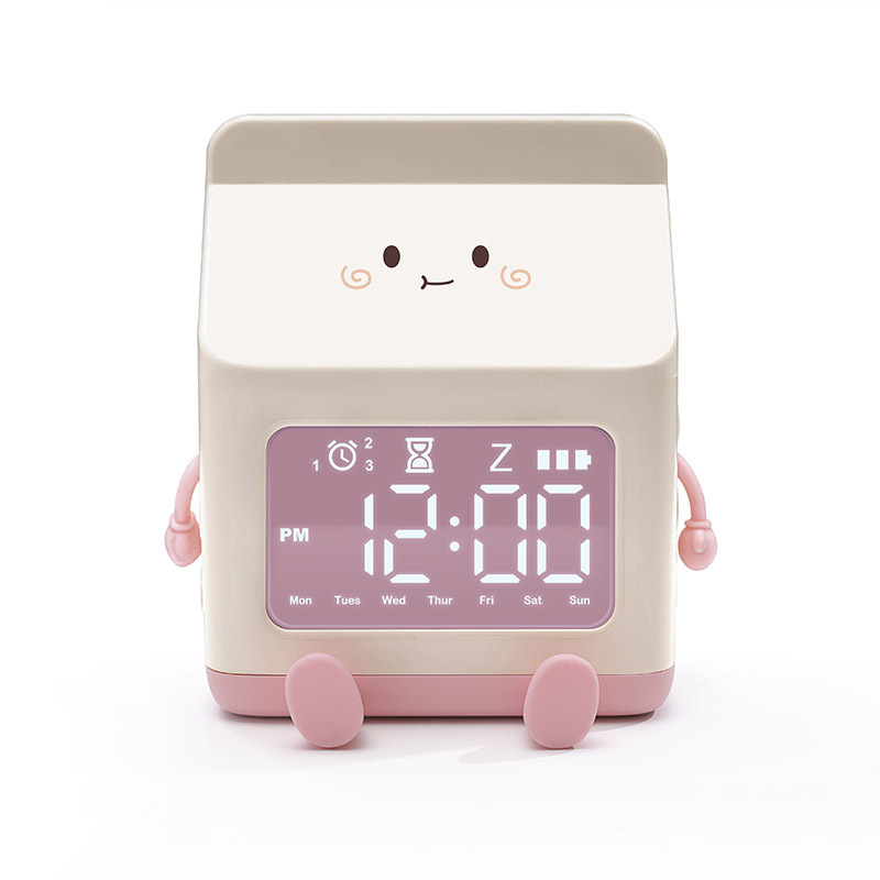 New Creative Milk Carton Wake up Alarm Clock Children Cartoon Electronic Clock Student Only Timer Alarm Clock Wholesale