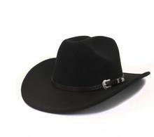 新款一字顶牛仔男帽 英伦风毛呢帽平顶平沿黑色礼帽欧美风帽子