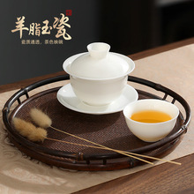 碗茶杯单个羊脂玉白瓷茶具泡茶冰种玉瓷不烫手骨瓷茶碗可订杯子茶
