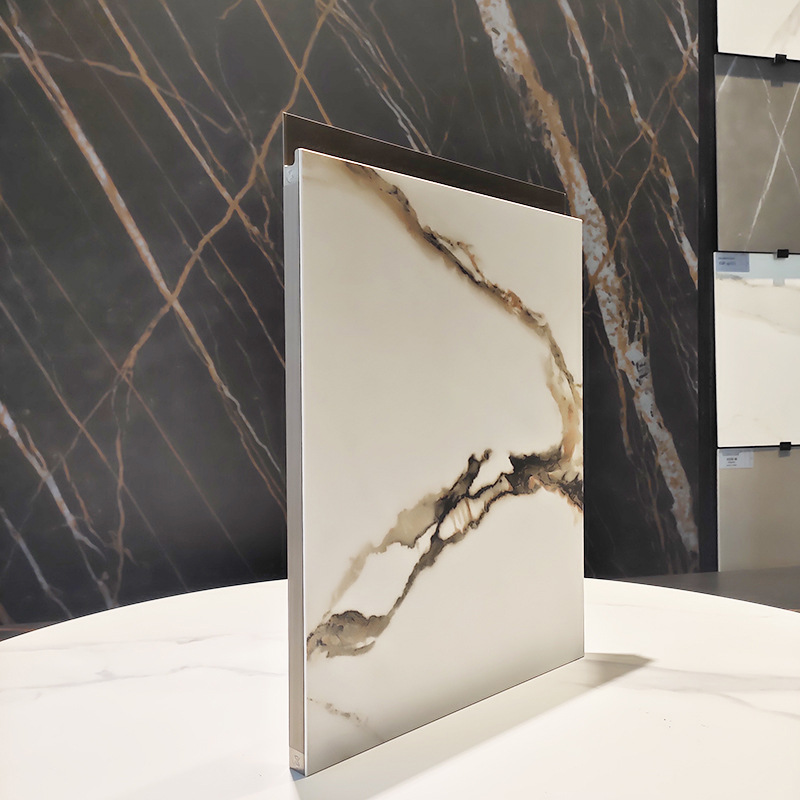 全隐3mm岩板门板 国产哑面奢石j款香槟边厂家供无边岩板柜门