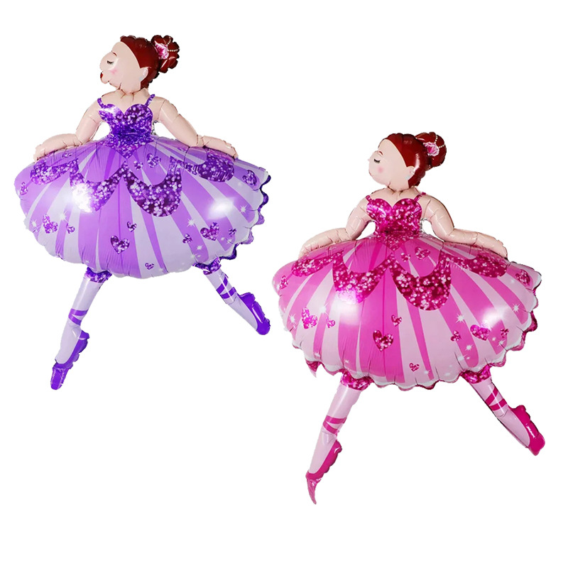 跳舞女孩卡通铝膜气球 婚庆装饰生日布置芭蕾舞女孩卡通气球批发