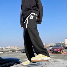 美式高街卫裤男2024春夏季小众设计感运动裤宽松直筒垂感休闲长裤