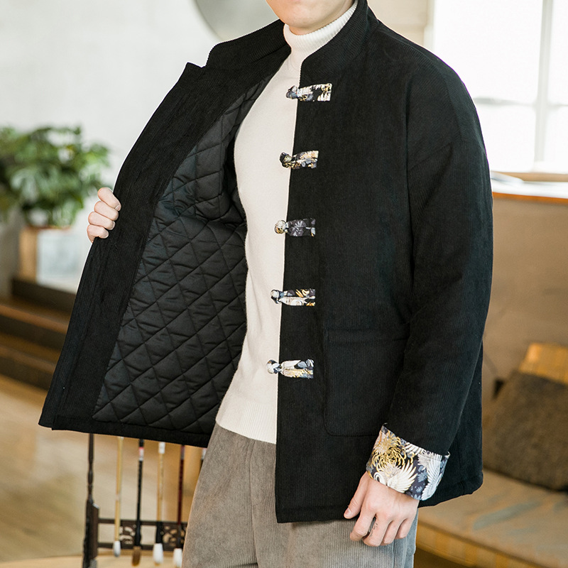 冬季中国风棉服休闲复古立领棉衣唐装加厚大码男士盘扣保暖男外套
