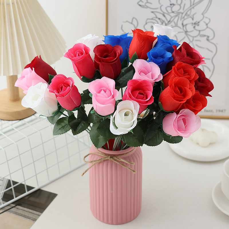 高档玫瑰花仿真花假花摆设干花花束客厅餐桌永生装饰花厂家批发