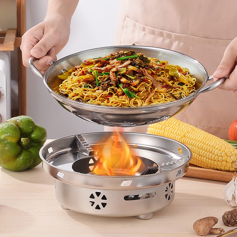 小火锅固体酒精炉便携式防风不锈钢家用酒店户外宿舍干锅自助炉具