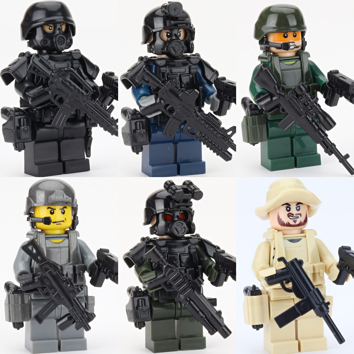 适用乐高moc军事特种兵城市特警人仔积木武器拼装香港警察模型玩