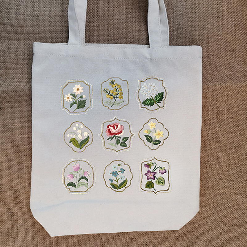 刺绣手工自绣材料包帆布袋鲁绣包包diy制作绣品单肩手提帆布包大