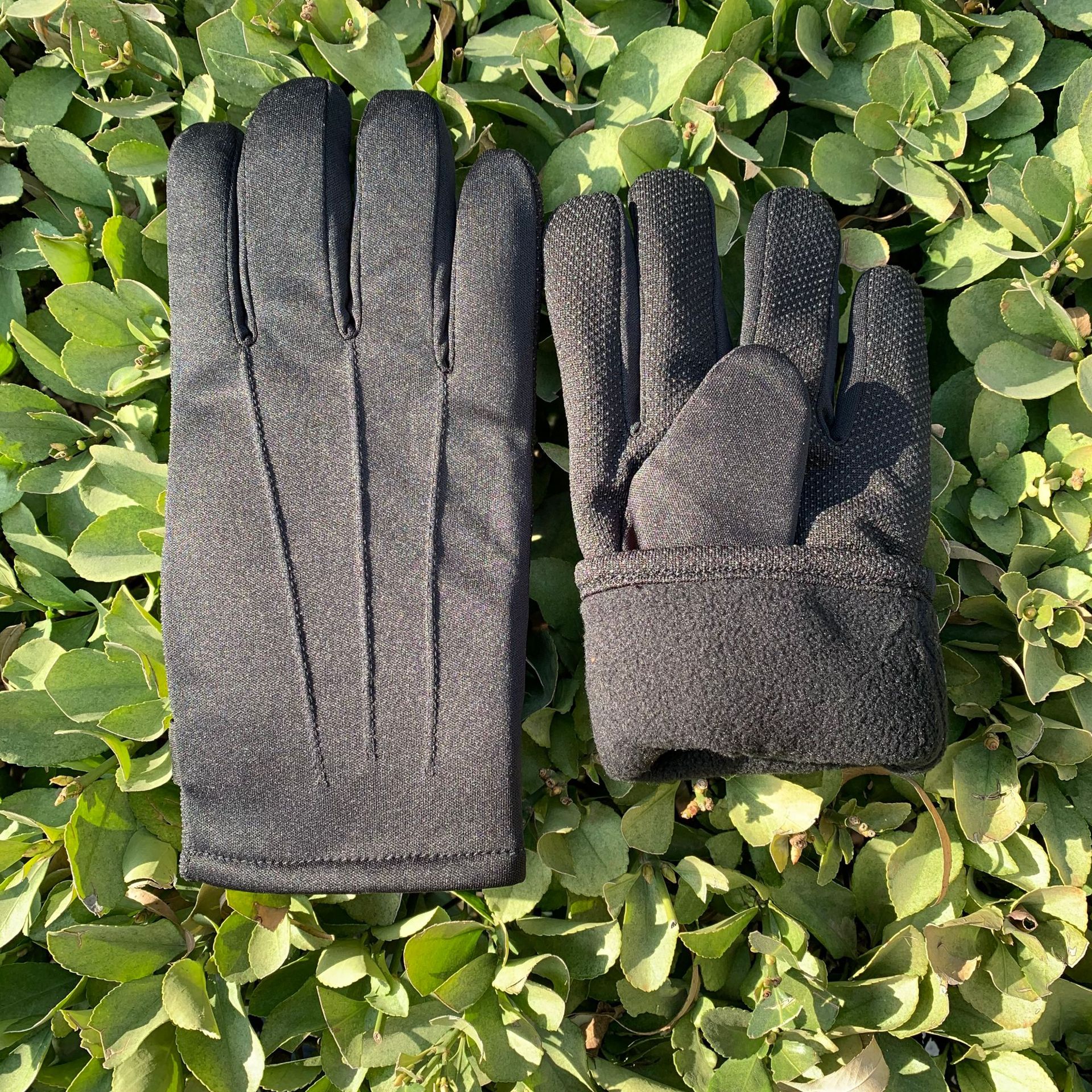 冬季执勤棉手套加绒加厚三筋防滑带扣保暖男安保交通礼仪检阅手套