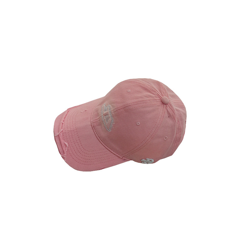 Niche Street Tide Brand Washed Distressed Soft Top Baseball Cap Women's Spring and Summer Sun-Proof Peaked Cap Men's Face Look Small