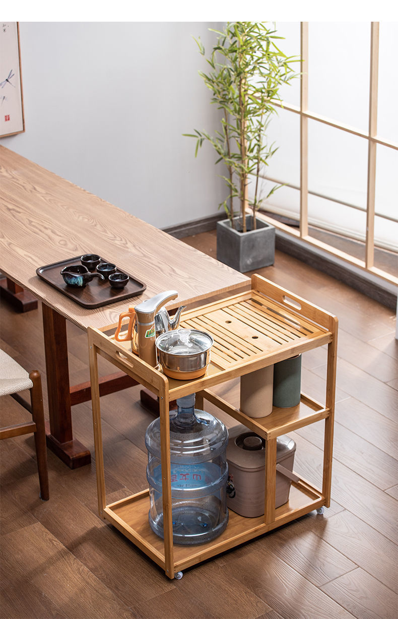 茶座移动车泡桌家用车具套装一体简约小几中式客厅台盘