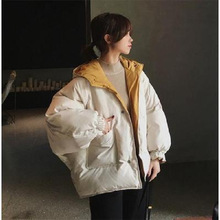 外套两面穿棉服网红女潮秋冬装新款学生女韩版棉衣棉袄宽松面包服