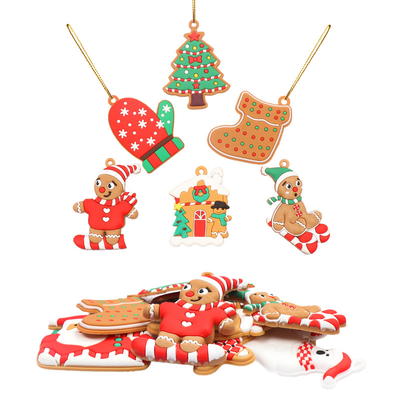 Cross-Border Hot Sale PVC Flexible Glue Christmas Pendant Gingerbread Man Ornaments Christmas Decoration Gifts DIY Snow Scene Layout