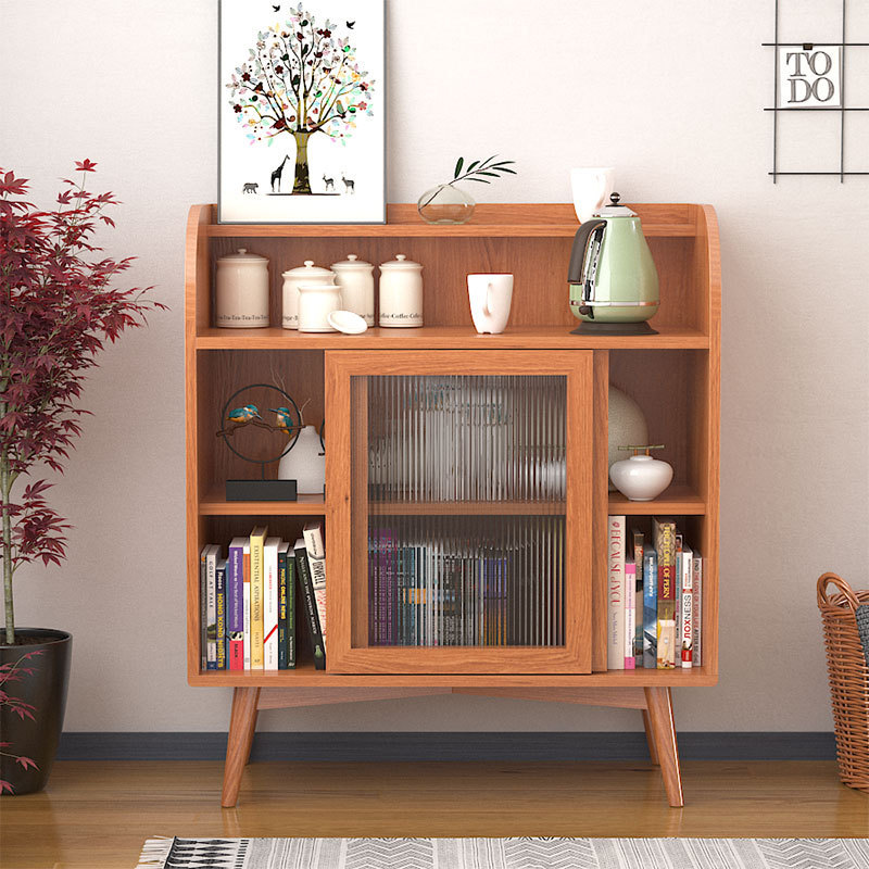 北欧实木书柜客厅简约靠墙茶水柜展示柜书房卧室小户型收纳储物柜