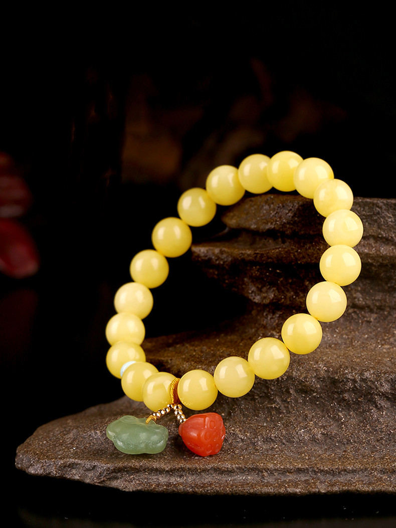 波罗的海琥珀蜜蜡手串女玉石diy设计款单圈手链闺蜜同款手串
