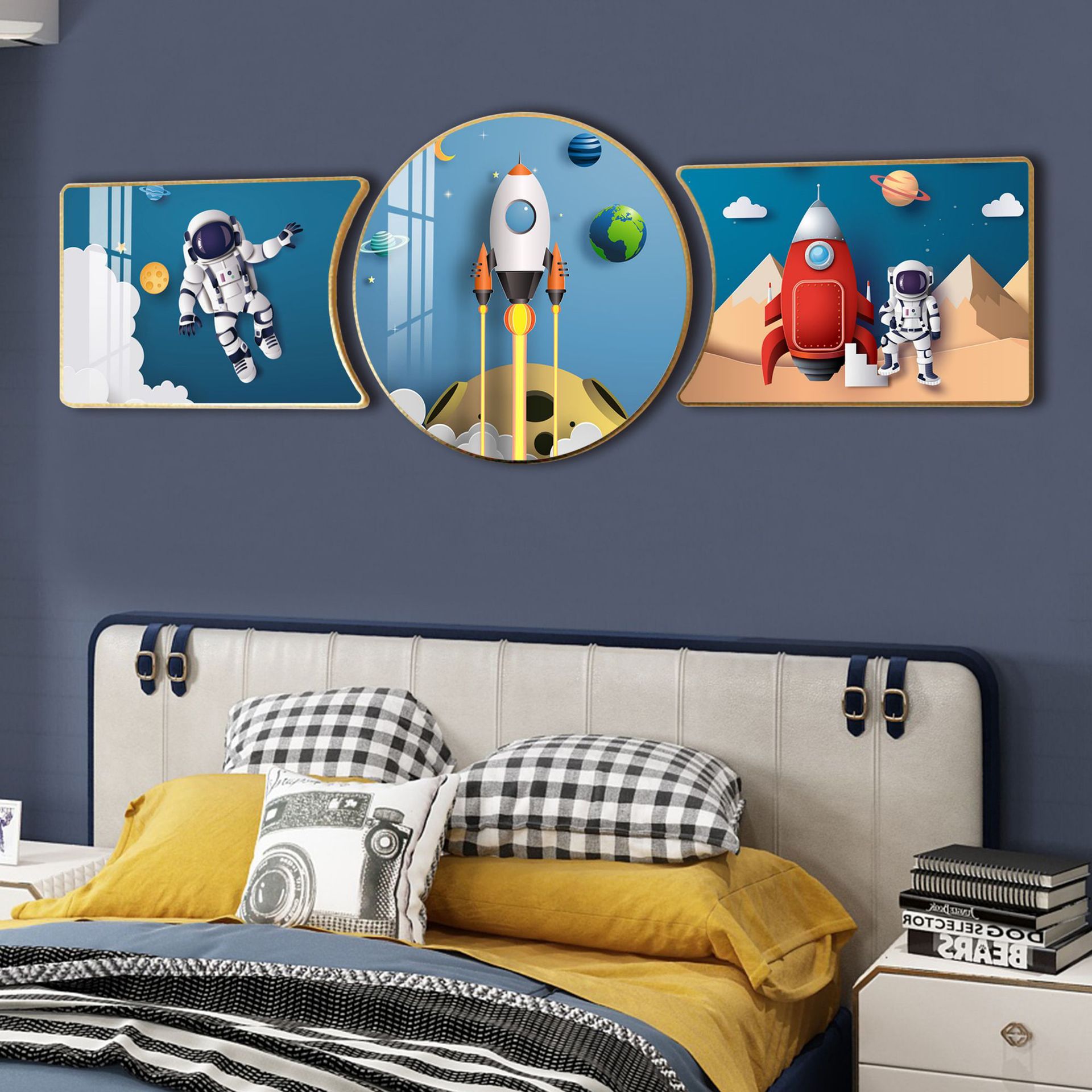 现代简约儿童房卡通装饰画女孩男孩房可爱床头壁画沙发背景墙画