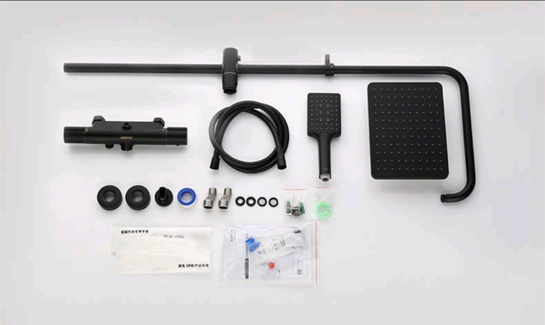 o 蓝鳄大花洒黑色恒温家用淋浴器喷头