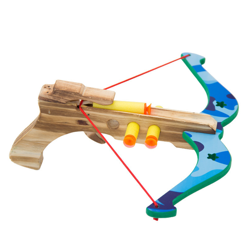 Wooden Horn Crossbow Colorful Crossbow Soft Bullet Shooting Children's Shooting Crossbow Toy Stall Toy Small Horn Crossbow
