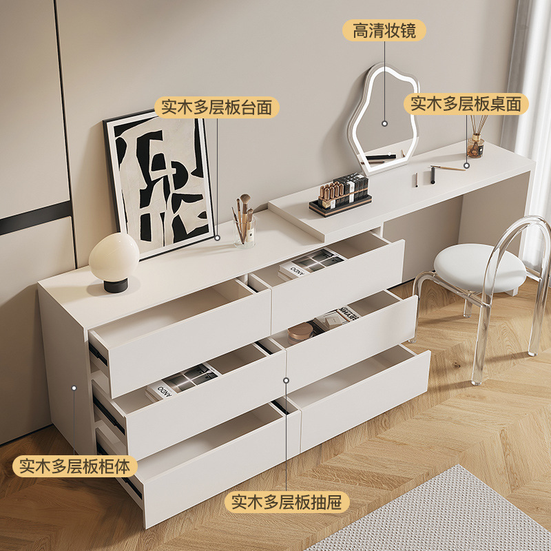 Light Luxury Chest of Drawers Dresser Integrated Modern Minimalist Bedroom Makeup Table Desk TV Cabinet Corner Storage Locker