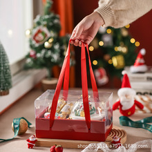 圣诞节蛋糕盒新年雪花酥糖果奶枣慕斯糯米船创意甜品透明手提礼盒