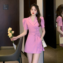2022夏装新款韩版气质西服修身显瘦连衣裙短裤套装两件套女潮