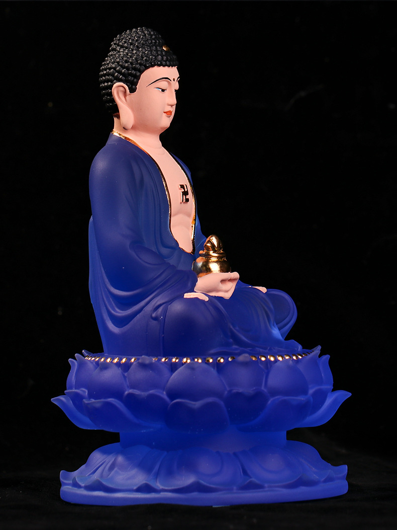 琉璃药师佛汉传禅宗彩绘佛像家居饰品玄关摆件装饰工艺品供奉人物