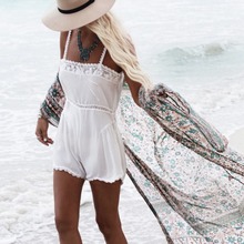 沙滩罩衫雪纺咖啡花宽松沙滩比基尼外罩衫防晒衣度假裙074  F