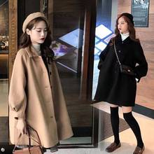 秋冬季新款2021小个子中长款毛呢大衣女学生韩版宽松呢子外套女潮