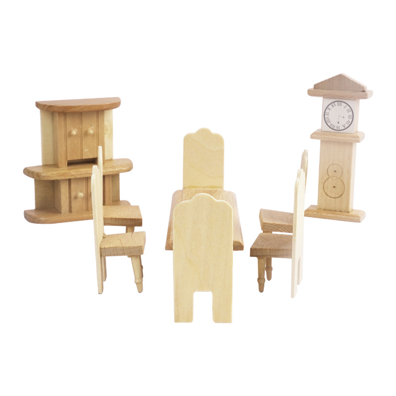 Danniqite Cross-Border Hot Selling Wooden Simulation Mini Furniture Toy Children Play House Toy Set