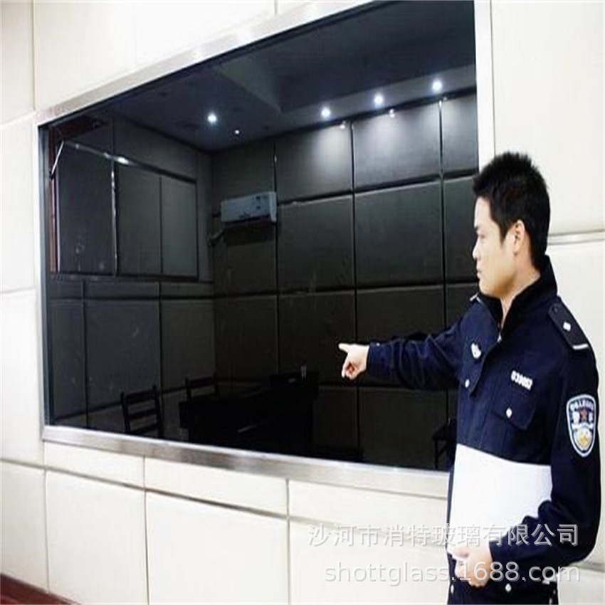 定制单向透视玻璃钢化单面镜魔镜镀膜单向镜原子镜双面镜玻璃定做