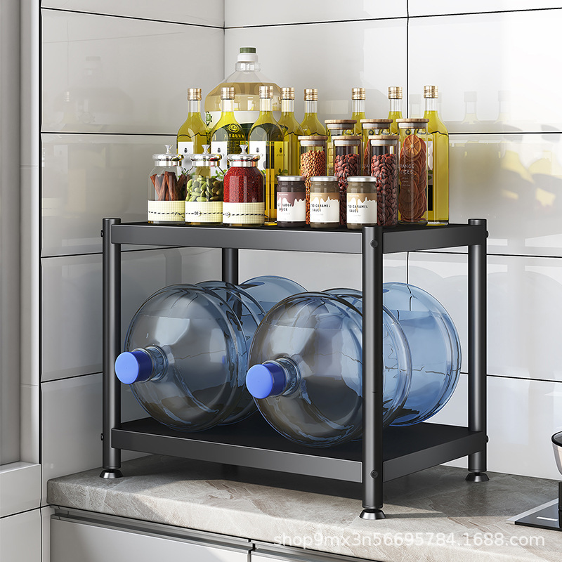 家用厨房金属置物架两层台面架微波炉架储物架烤箱落地收纳置物架