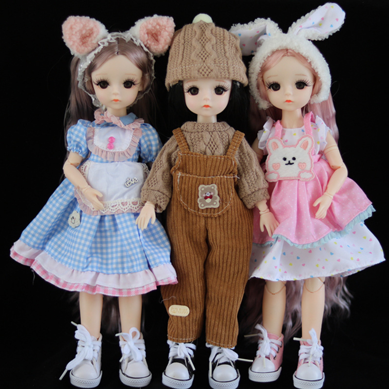 童心芭比洋娃娃裙子套装换装6分bjd娃衣30厘米娃娃衣服秋冬装新款