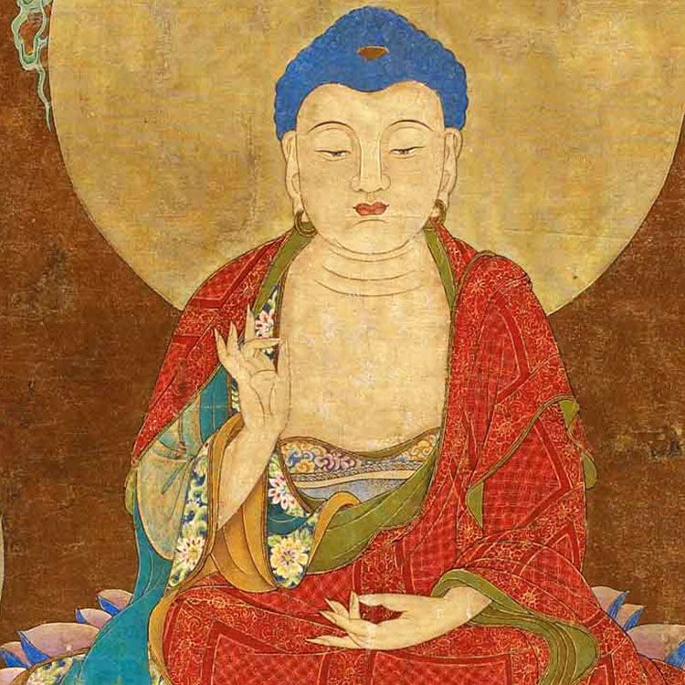 华严三圣画像释迦三尊佛像如来佛祖文殊普贤菩萨佛堂供奉丝绸挂画